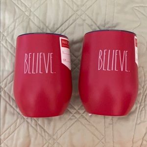 Rae Dunn Believe stainless steel wine glasses